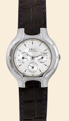 Beluga Automatic.Ebel, Beluga Automatic.Ref. 9964970-.3563. Made in the 1990s..Fine, self-winding, water-resistant, stainless.steel wristwatch with date, power.reserve indication and a stainless steel Ebel.deployant clasp. Accompanied by a fitted box.and 