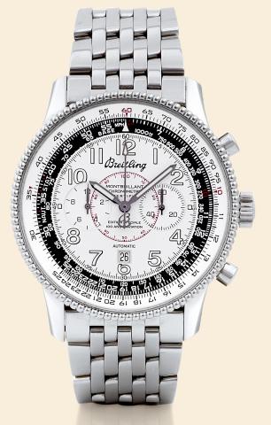 Montbrillant.Breitling, Certified Chronometer, Special.Edition 100 Years Aviation 1903-2003.Automatic, No 704077. Made in 2003..Fine and rare, large, water-resistant, self-winding, stainless.steel wristwatch with round button chronograph, registers.teleme