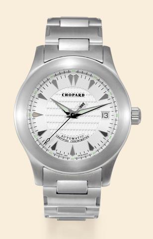 LUC Sport.Chopard LUC Sport..case No. 1274, case No..754199, Ref. 8200. Made circa 2000..Fine, water-resistant, self-winding.stainless steel chronometer wristwatch.with date, and a brushed stainless steel.Chopard bracelet with double deployant.clasp. Acco