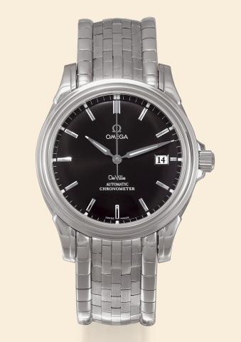 De Ville Co-Axial.Omega, De Ville, Automatic Chronometer.movement No 80088094, Ref. ST 1681700..Made in 2001..Fine, self-winding, water-resistant, stainless steel wristwatch.with co-axial escapement and a stainless steel Omega bracelet.Accompanied by a gu