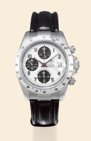 Prince Date Chrono.Tudor Prince Date Automatic Chrono Time.case No. 79280P, Ref. 79269. Made circa 2000..Fine, stainless steel, self-winding, water-resistant wristwatch.with round button chronograph, registers, tachometer and.date and a stainless steel Tu