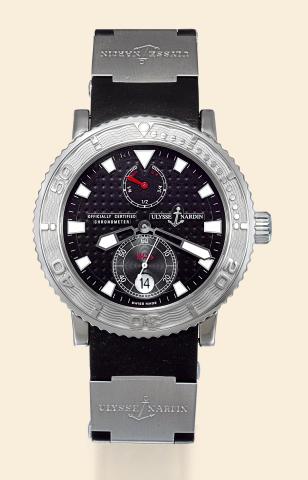 Marine Diver Chronometer.Ulysse Nardin, Le Locle, Suisse, Marine Diver.Chronometer, Officially Certified, No. 895.Ref. 263-55. Made in a limited edition of 999 pieces in the.2000s..Fine, self-winding, water-resistant, stainless steel diver