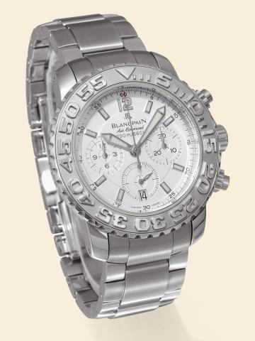 Air Command .Blancpain, Air Command - 200m/660ft.Trilogy Collection, case No. 595, Ref. 2285 F..Made in the 1990s..Fine, self-winding, water-resistant, stainless-steel wristwatch.with date, round button fly-back chronograph, registers, unidirectional.revo