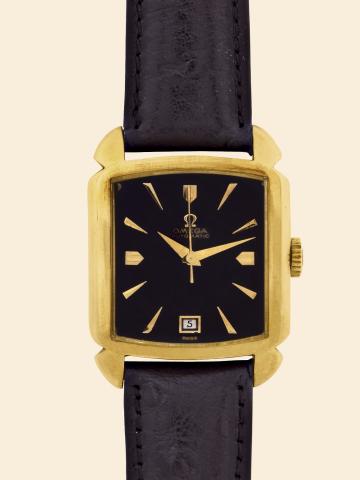 Omega, Automatic Calendar, Ref. 3953SC. Made circa 1954..Fine, carr_ galb_, center seconds, self-winding 18K yellow gold wristwatch with date.