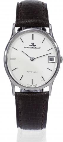 Jaeger LeCoultre, Automatic.case No. 1485445, Ref. 5002-42..Made in the 1970s..Fine, self-winding oval stainless steel wristwatch.with date and a stainless steel Jaeger.LeCoultre buckle..To be sold without reserve