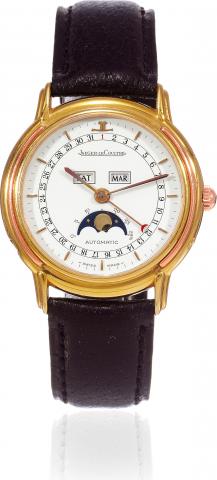 Jaeger-LeCoultre Odysseus.No. 179, Ref. 166.7.84. Made in.the 1990s..Fine, self-winding, water-resistant, 18K.yellow and pink gold wristwatch with triple.date, moon phases and lunar calendar.