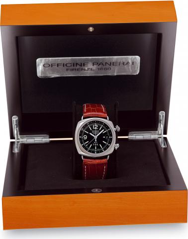 Radiomir - GMT - Alarm Ref. OP 6563.Officine Panerai, Firenze 1860, Radiomir - GMT - Alarm, No. E0 22/500, Ref. OP 6563. Made in a.limited series of 500 examples in 2003..Very fine and rare, large, two time zone, center-seconds, self-winding, water-resist