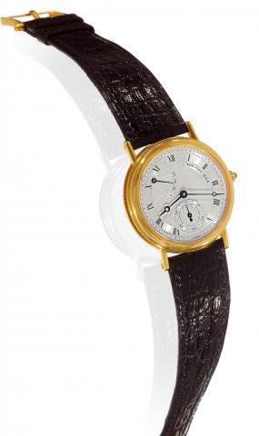 Power Reserve.Breguet, movement No. 3138, Ref. 314 A. Made circa 1990..Very fine, self-winding, 18K yellow gold wristwatch with 45-hour power reserve.indication.