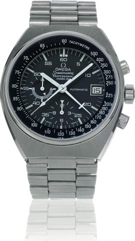 Speedmaster Profesional Mark IV.Omega Speedmaster Professional Mark IV, Automatic, Ref. 176.009. Made in 1974..Fine, self-winding, water-resistant, tonneau-shaped, stainless steel wristwatch with date, round button chronograph.12-hour register, central mi
