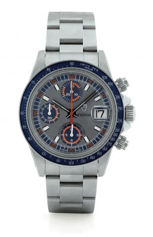 Ref. 9420, Chrono Time.Tudor, Automatic - Chrono Time, Ref. 9420, case made by Rolex, Geneva. Made in the 1980s..Fine, self-winding, water resistant to 100 meters, stainless steel wristwatch with round button chronograph.registers, tachometer, date and a 