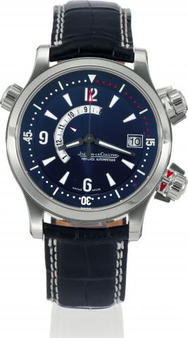 Master Compressor Memovox.Jaeger-LeCoultre, Master Compressor, 1000 Hours, Memovox, No. 048/250, Ref. 146.6.97. Made circa 2003 in a.limited edition of 250 pieces..Fine and rare, large, self-winding, center-seconds, water-resistant platinum wristwatch wit
