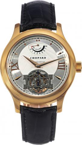 LUC Tourbillon.Chopard, LUC Tourbillon, Certified Chronometer, No. 020/100, movement No. 1000168, case No..1104095. Made in a limited edition of 100 pieces, circa 1995..Very fine and rare, water-resistant, 18K pink gold chronometer wristwatch with one-min