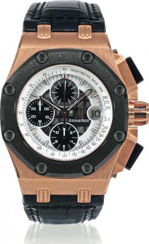 Royal Oak Offshore, Rubens Barrichello II.Audemars Piguet, Royal Oak Offshore, Limited Edition, Rubens Barrichello II, Ref. 26078RO.No. 112/500, Made in a limited edition of 500 pieces in pink gold..Very fine and very rare, heavy, oversized, octagonal, se