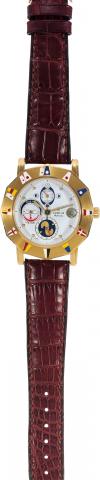 Admiral's Cup - Tides.Corum, Automatic,Admiral's Cup Tide Watch, movement No. 519083, case No. 627 431, Ref. 277.889.56. Made.circa 2000..Fine and unusual, dodecagonal, astronomic, center-seconds, self-winding, water-resistant, 18K yellow gold wristwatch 