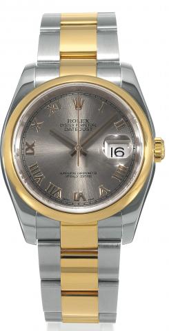 Datejust.Rolex Oyster Perpetual, Datejust, Superlative Chronometer Officially Certified, case No. F151662, Ref. 116203..Made in 2004..Fine, tonneau-shaped, center seconds, self-winding, water resistant, stainless steel and 18K yellow gold wristwatch with 