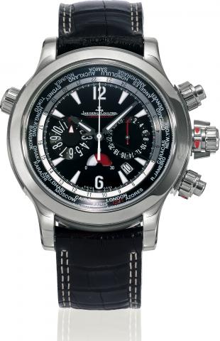 Extreme World Chronograph.Jaeger-LeCoultre, Master Compressor, Extreme World.Chronograph, case No. 0696, Ref. 150.8.22. Made circa 2005..Very fine, oversized, self-winding water-resistant, world time.stainless steel wristwatch with two round button chrono