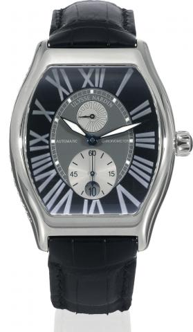 Michelangelo Gigante Chronometer.Ulysse Nardin, Michelangelo Gigante Chronometer, Automatic, No. 234, Ref. 273-68. Sold on November 11, 2005..Fine, oversized, tonneau-shaped, self-winding, water-resistant, stainless steel chronometer wristwatch with date,