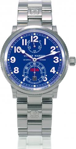 1846 Marine Chronometer.Ulysse Nardin, Le Locle, Suisse, 1846 Marine Chronometer, Officially Certified Chronometer, No. 2476, Ref. 263-22..Sold on November 2000..Fine, self-winding, water-resistant, stainless steel chronometer wristwatch with date, power 