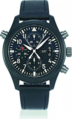 Doppel-Chronograph.International Watch Co., Schaffausen, Doppel-Cronograph.No. 0845/ 1000, case No. 3248019, Ref. IW378601..Made in a limited series of 1000 examples in 2006..Fine, water-resistant, self-winding, ceramic and titanium wristwatch, round butt