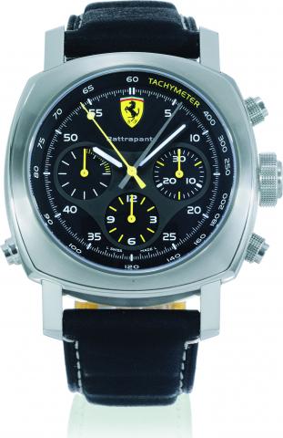 Fer 00010, Scuderia Rattrappante.Ferrari, Engineered by Officine Panerai, Scuderia.Rattrappante, No. FA059/500, case No. BB1190915, Ref..6657. Made in a limited series of 500 examples circa 2006..Fine, large, cushion-shaped, water-resistant, self-winding 