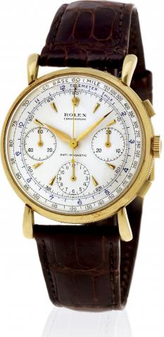 Ref. 9162 Gold Chronograph.Rolex Chronographe Anti-Magnetique, Ref. 9162..Made in the early 1950
