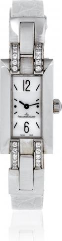 Id_ale.Jaeger-LeCoultre, Id_ale, Ref. 460.8.08. Made circa 2006..Fine and elegant, stainless steel diamond-set lady's quartz wristwatch with a stainless steel Jaeger-LeCoultre buckle. Accompanied.by a fitted box and certificate.