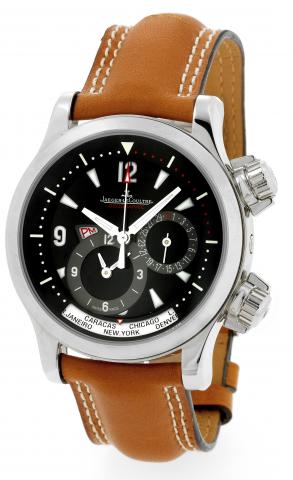 Master Compressor Geographic.Jaeger-LeCoultre, Master Compressor Geographic -.1000 Hours, Ref. 146.8.83. Made in the early 2000s..Very fine, large, two time zone, center seconds, self-winding.water-resistant, stainless steel wristwatch with date, world ti