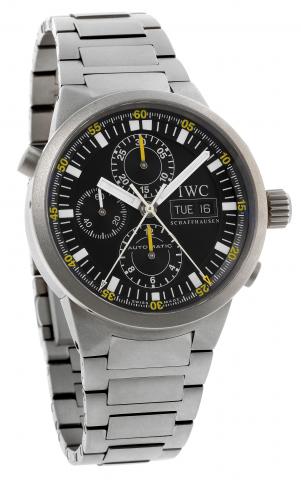 Titanium Aquatimer_ Chrono-Rattrapante.IWC (International Watch Co.), Schaffhausen, Aquatimer_.Chrono-Rattrapante Automatic, case No. 2875756. Made.circa 2004..Fine, large, thick, self-winding,water-resistant, titaniumwristwatch.with round button split-se