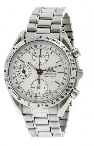Speedmaster - Automatic, Triple Date.Omega, Speedmaster - Automatic, Triple Date, case.No. 56154602, Ref. 175 0044. Made in the late 1990s..Fine, self-winding, stainless steel wristwatch with round button.chronograph, registers, triple date, steel bezel w