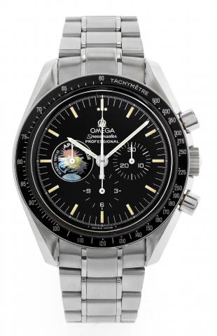 Apollo XIII.Omega, Speedmaster Professional - Apollo XIII - Ex.Luna Scientia,No. 828/999,movementNo. 48341342.Ref. ST 345.0022. Made in a limited edition of 999 pieces circa.2000..Fine and rare,water-resistant, stainless steelwristwatchwith round.button c