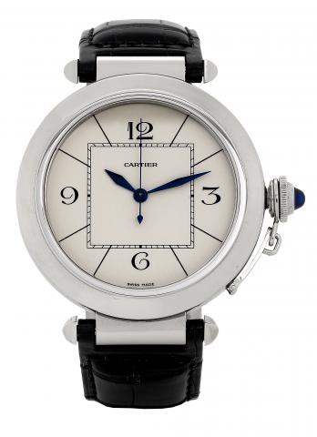 Stainless Steel Pasha Jumbo.Cartier, Pasha Automatic, Ref. 2730.Made circa 2003..Fine, center seconds, self-winding, water-resistant, stainless steel.wristwatch with a stainless steel Cartier deployant clasp.