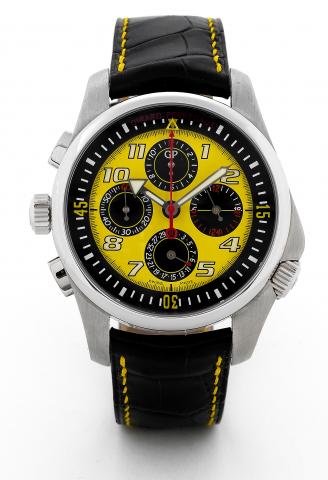 Left-Handed Chronograph, No. 05/20.Girard-Perregaux, R & D 01 - Left Handed Chronograph, Ref. 49930, No. 05/20. Made circa 2004 in a limited edition.of 20 pieces to celebrate the 20th anniversary of East Coast Jewelry..Fine, self-winding, water-resistant,