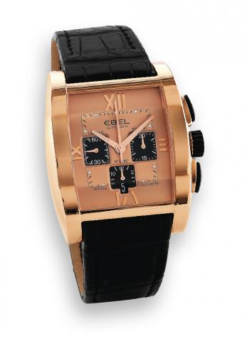 Pink Gold Tarawa.Ebel Automatic Limited Edition No. 16/20, Certified.Chronometer, Ref. E 5137J40. Production of the Tarawa.model started in 2004, sold on December 12, 2004..Fine, rectangular curved, self-winding, water-resistant, 18K.pink gold wristwatch 