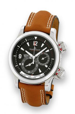 Master Compressor Geographic.Jaeger-LeCoultre, Master Compressor Geographic -.1000 Hours, Ref. 146.8.83. Made in the early 2000s..Very fine, large, two time zone, center seconds, self-winding.water-resistant, stainless steel wristwatch with date, world.ti