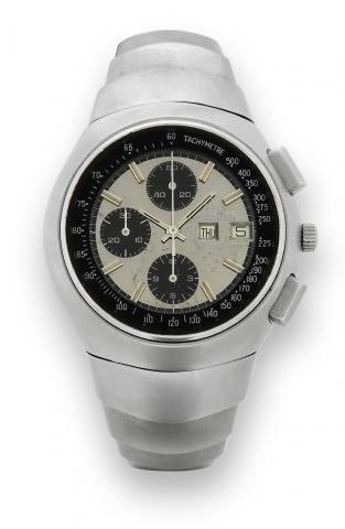 Speedsonic Lobster.Omega Chronometer, Speedsonic, 300 Hz, Ref. ST.188.0001 / 388.0800. Made circa 1975..Fine and rare stainless steel electronic wristwatch with square.button chronograph, 12-hour and 30-minute registers.tachometer, day, date and an integr