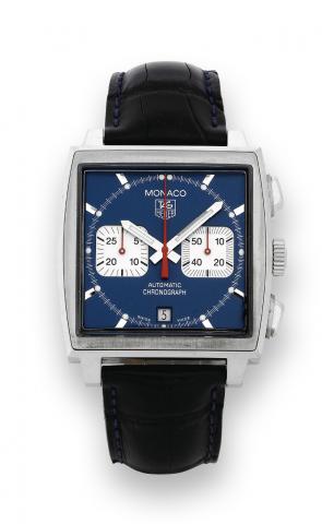 Monaco Automatic, Chronograph.Tag Heuer, Monaco, Automatic, Chronograph.Ref. CW2113. Made in 2007, sold on July 4, 2007..Fine and unusual, square convex, self-winding, water-resistant.stainless steel wristwatch with square button chronograph.registers, da