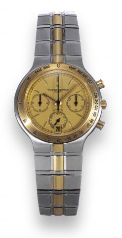 Vacheron Constantin, Geneve, Phidias, Automatic.No. 495, movement No. 814103, case No..639160. Made in the 1990's..Fine, self-winding, water-resistant, 18K yellow gold and stainless.steel wristwatch with round button chronograph, registers.tachometer and 