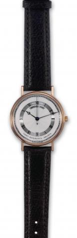 St. Petersburg.Breguet, St. Petersburg, No. 43/100, case No. 1081.Ref. 5933. Made in a limited series of 100 examples for the.Russian market, sold on June 14, 2004..Very fine and rare, self-winding, center seconds, 18K pink gold.wristwatch with date and a