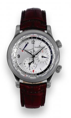 Master Control - G_ographique.Jaeger-LeCoultre, Master Control 1000 Hours-.G_ographique, Automatique, case No. 2425727, Ref..146.8.32 S. Made circa 2008..Very fine, World Time, center seconds, self-winding, water.resistant, stainless steel wristwatch with