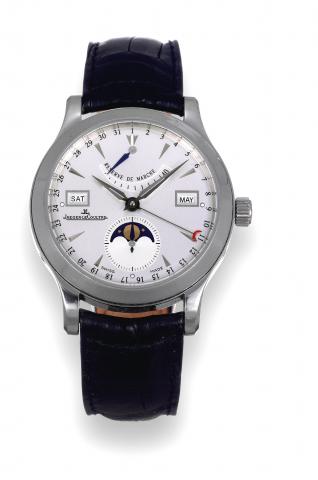 Master Calendar.Jaeger-LeCoultre, Master Control 1000 Hours.Master Calendar, No. 1753, Ref. 147.8.41 S. Made circa.2005..Very fine, self-winding, water-resistant, stainless steel wristwatch.with triple date, power-reserve, moon phases and a.stainless stee