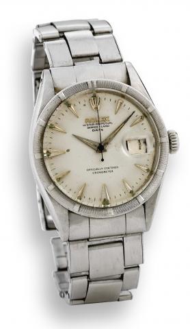 Ref. 6535, Stainless Steel Date.Rolex, Retailed by Serpico Y. Laino, Oyster.Perpetual Date, Officially Certified Chronometer, Ref. 6535..Made in 1958..Fine and rare, water-resistant, self-winding, center seconds.stainless steel wristwatch with date and a 