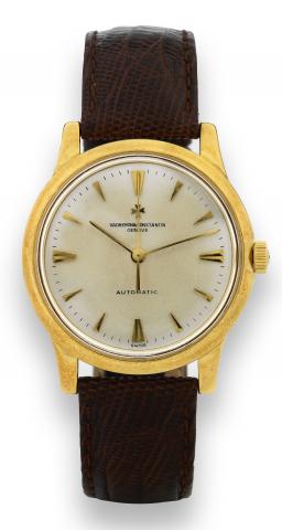 Vacheron & Constantin, Geneve, Automatic, No..541034, case No. 368598, Ref. 6038. Made in.1958..Very fine, water-resistant, center seconds, self-winding 18K.yellow gold wristwatch with an 18K yellow gold buckle.