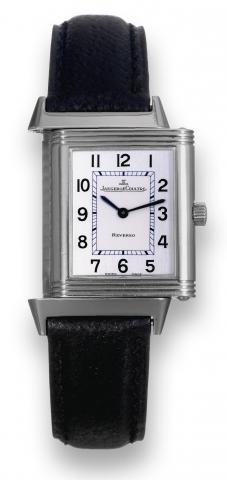 Jaeger-LeCoultre, Reverso, case No. 2213110.Ref. 252886. Made circa 2000..Fine, water-resistant, rectangular and reversible, stainless steel.wristwatch with a stainless steel Jaeger LeCoultre deployant.clasp..To be sold without reserve