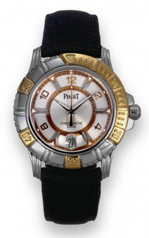 White & Yellow Gold Chronometre 200M.Piaget, Chronometre 200M Automatique, case No. 815830, Ref. 25020..Made in the 2000s..Fine, 18K white and yellow gold, center-seconds, water-resistant, self-winding diver
