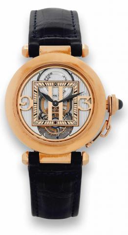 Cartier Pasha Tourbillon Collection Priv_e.Cartier Paris, Collection Privee, Pasha de Cartier Tourbillon No. 02/20-2001, Ref. 2578. Produced.in a limited edition of 25 examples circa 2003..Extremely fine and rare, skeletonised water-resistant, 18K pink go