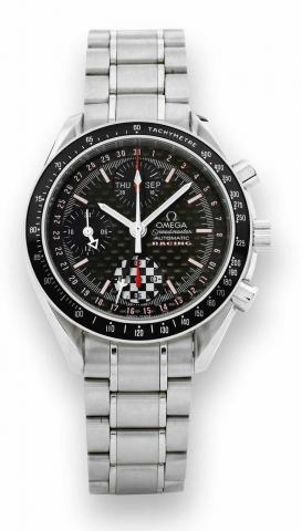 Omega, Speedmaster Automatic, No. 585/.5555, Ref. SU 175.0087. Made in a limited edition.of 5555 pieces to celebrate Michael Schumacher