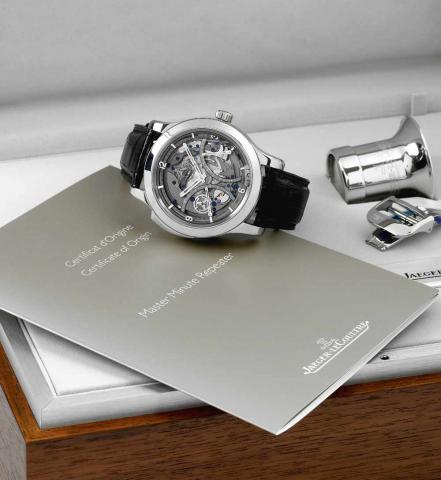 Titanium Master Minute Repeater.Jaeger-LeCoultre, Master Minute Repeater Antoine LeCoultre, No. 045/200, case No. 2403560, Ref. 151.T.67.S..Made in a limited edition of 200 pieces in 2006..Very fine and rare, oversized, minute-repeating, water-resistant, 