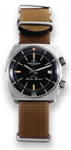 Super Compressor.Jaeger LeCoultre, Master.Mariner, Deep Sea, Automatic, case No..1264241, Ref. E 558. Made circa 1969..Fine, tonneau-shaped, center-seconds.self-winding, water-resistant, stainless.steel wristwatch with date and two.crowns.