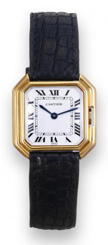Ceinture.Cartier, Ceinture, case.No. 780993011, Ref. 159. Made in the.early 1980s..Fine, octogonal, 18K yellow gold lady's.wristwatch..To be sold without reserve