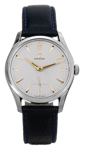 Ref. 2639-15, Honeycomb Dial.Omega, movement No. 13883662, Ref. 2639-15. Made in 1953..Fine and rare, water resistant, Staybrite stainless steel wristwatch with Honeycomb dial and a stainless steel Omega.buckle. Accompanied by a modern Omega box..To be so